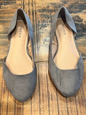 Torrid Flats Women's Size 11W D’ORsay Flats Gray Faux Suede Slip On Shoes Casual